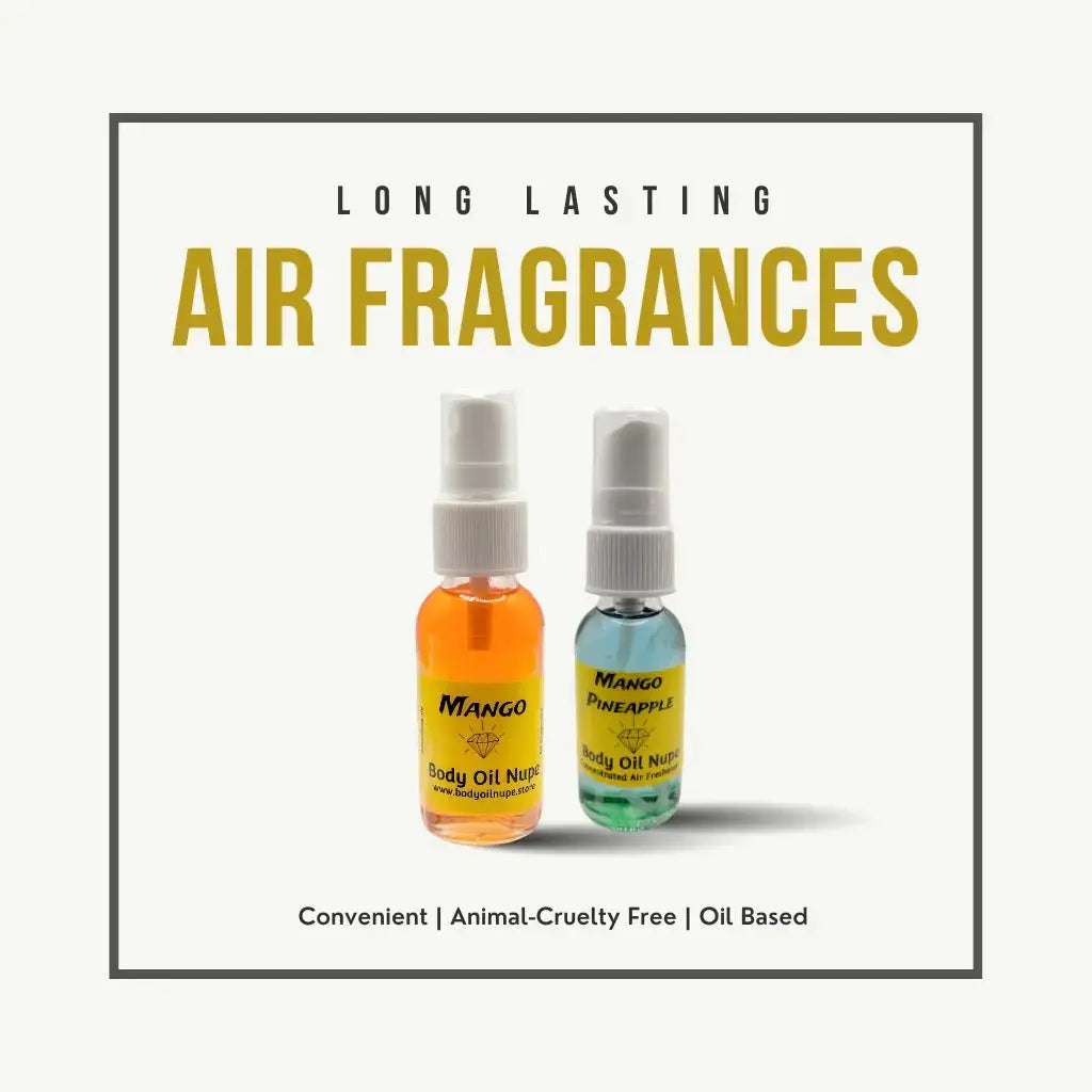 Long lasting air fragrances by Body Oil Nupe featuring Mango and Mango Pineapple oil-based air fresheners