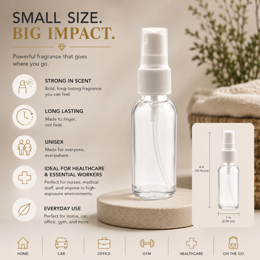 Body Oil Nupe long lasting air fragrance spray bottle designed for home, car, office, gym, healthcare environments, and everyday use. Compact unisex room spray with powerful scent aroma, portable fragrance mist, odor eliminating air freshener, and strong lingering fragrance for small spaces, vehicles, linens, and high-traffic environments.
