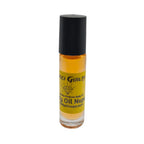 Gucci Guilty Body Oil by Body Oil Nupe, roll-on bottle of body oil with a black cap and yellow label on a white background, orange fragrance oil, long-lasting tropical citrus scent