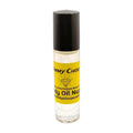 A clear roll-on bottle of Jimmy Choo body oil with a black cap and a yellow label. Long-lasting fragrance from Body Oil Nupe