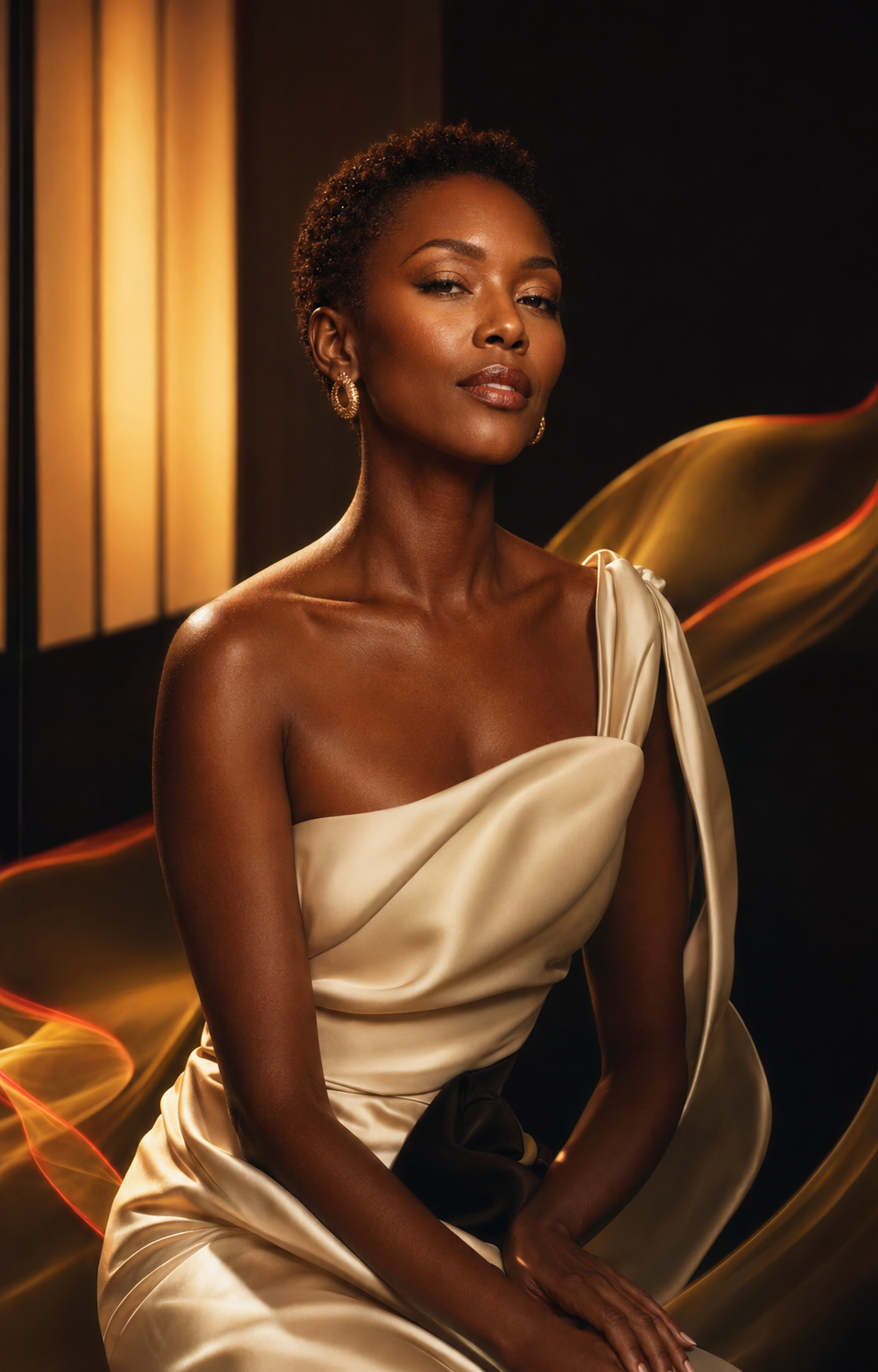 Black woman in a warm vanilla and mandarin fragrance campaign representing bold appeal
